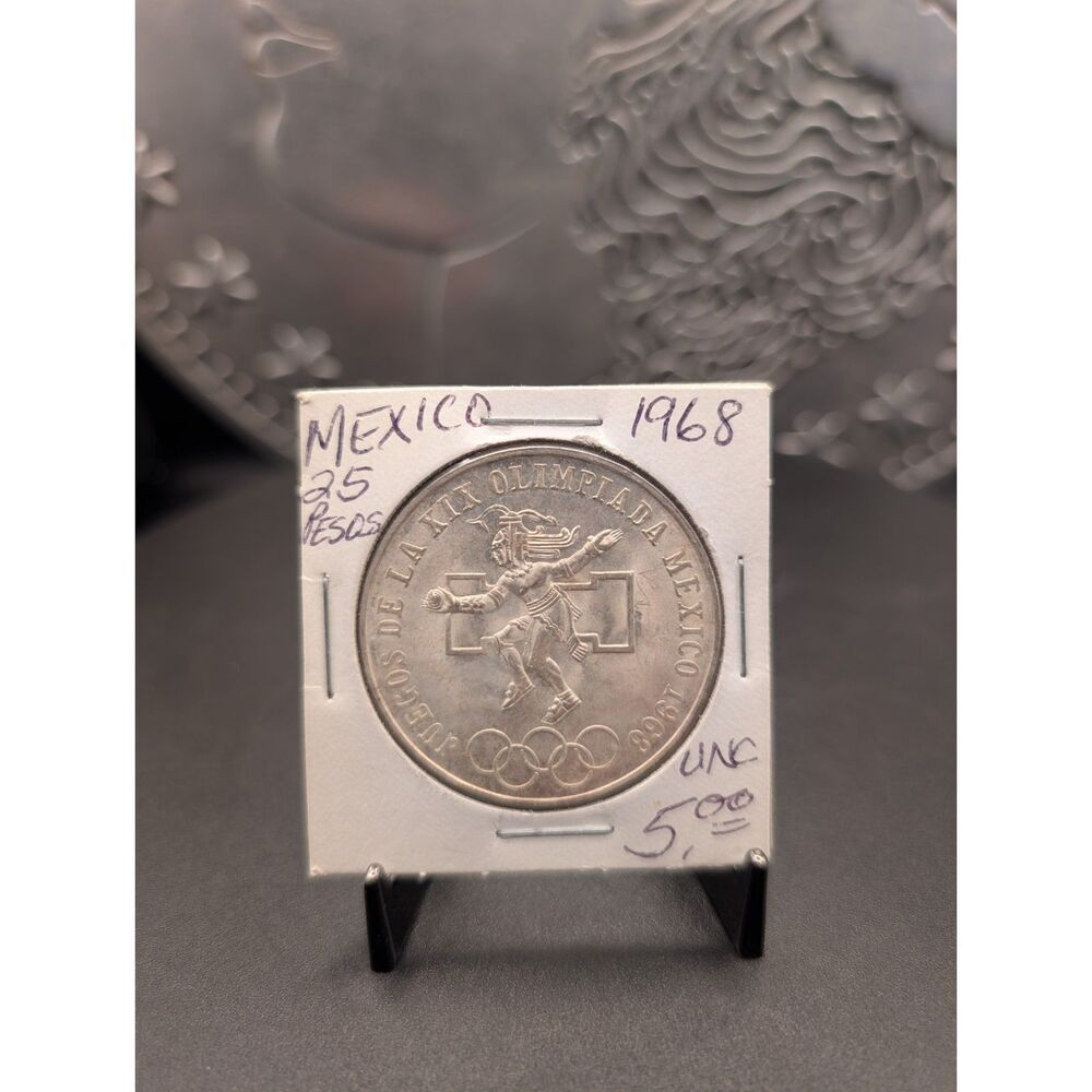 Mexico 25 Pesos 1968 • Olympic Coin • Aztec Dancer • UMM Finds